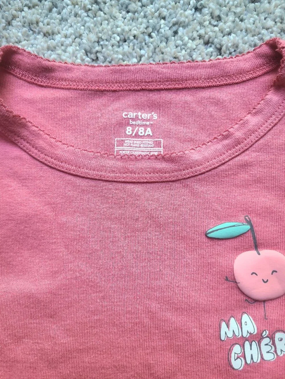 Carter's Girls Cherry Print 3-Pc Pajama Set Size 8